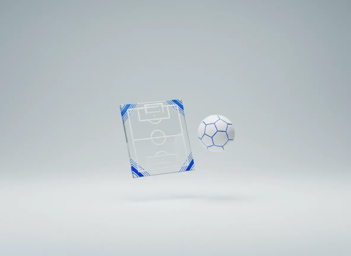 3D render of a small football pitch tile with a white goal frame and a ball